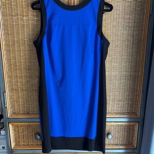Elegant Blue and Black Sleeveless Dress